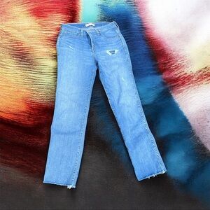 Madewell Blue Distressed Ripped Frayed Hem Jeans